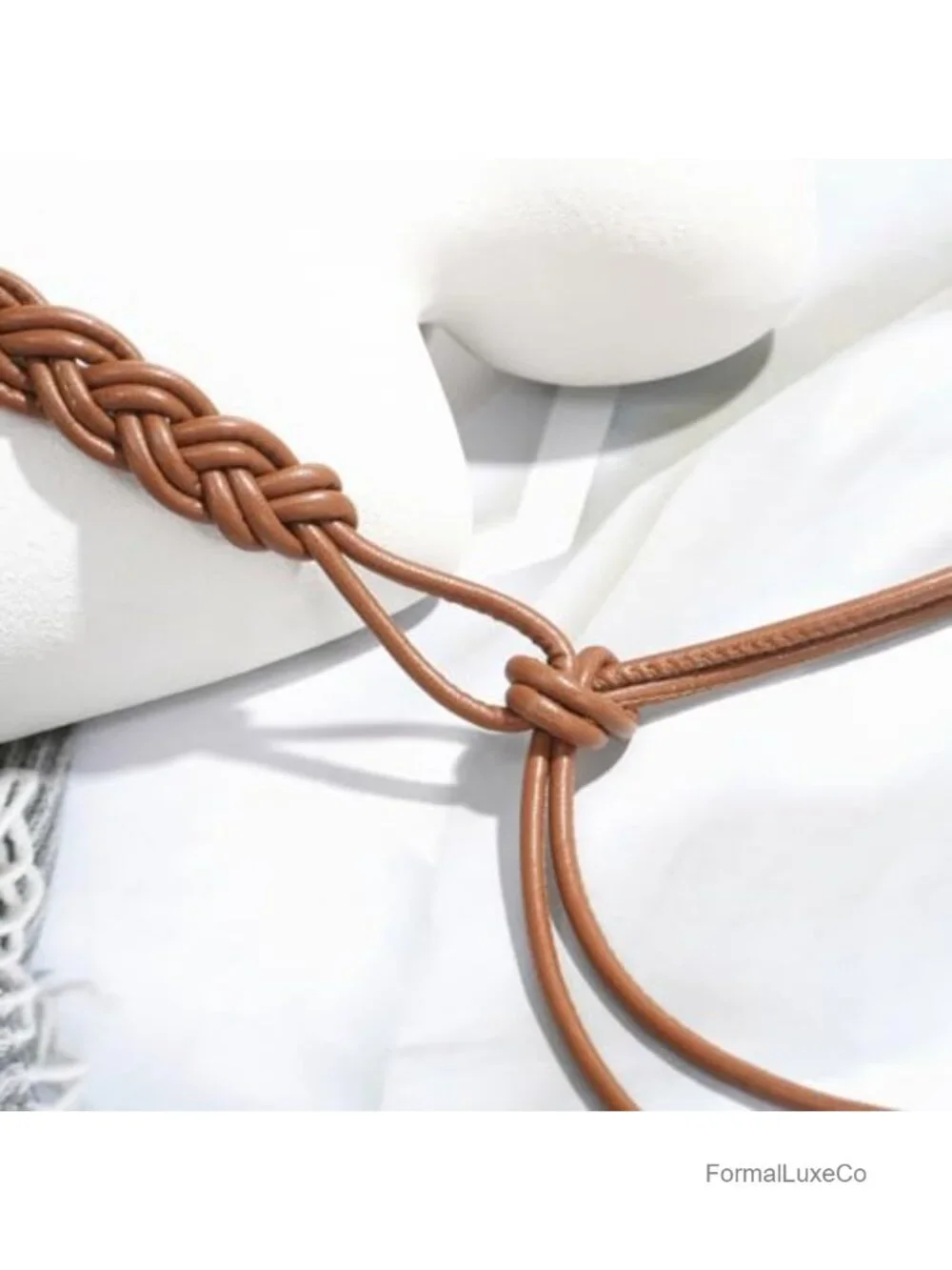 Women's Knotted Thin Waist Belt PU Leather Skinny Belts